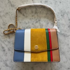 NWT Tory Burch ROBINSON BALLOON STRIPE convertible shoulder bag
